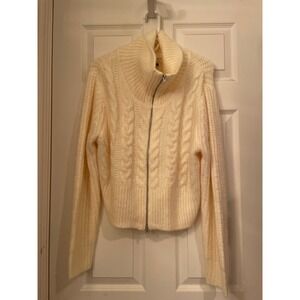 Universal Thread Cream Cable Knit Zip Up Sweater Size L